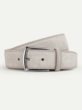 Aurélien Suede Men’s Grey Leather Belt One Size Adjustable Luxury Italy NWT